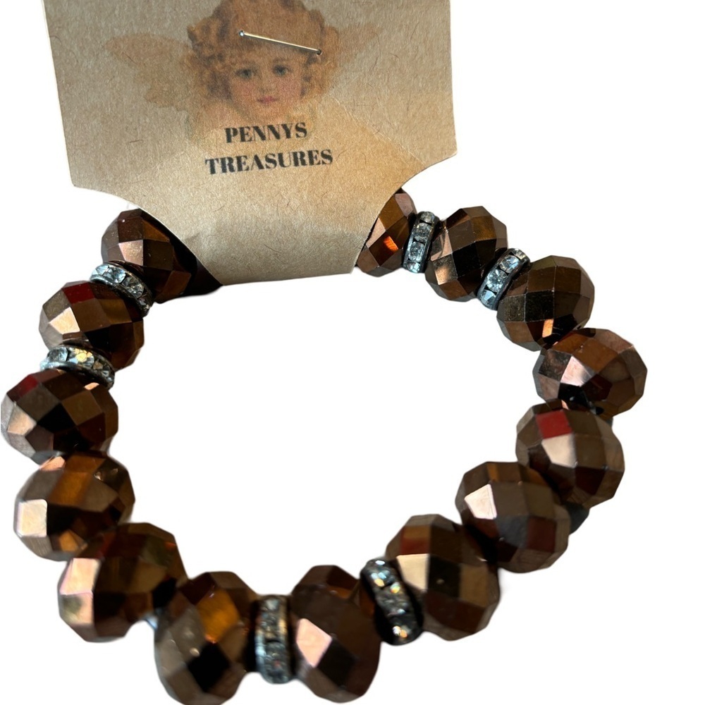 Lovely Elasticized Bracelet By Pennys Treasures. Beautiful Bronze Sparkly Color